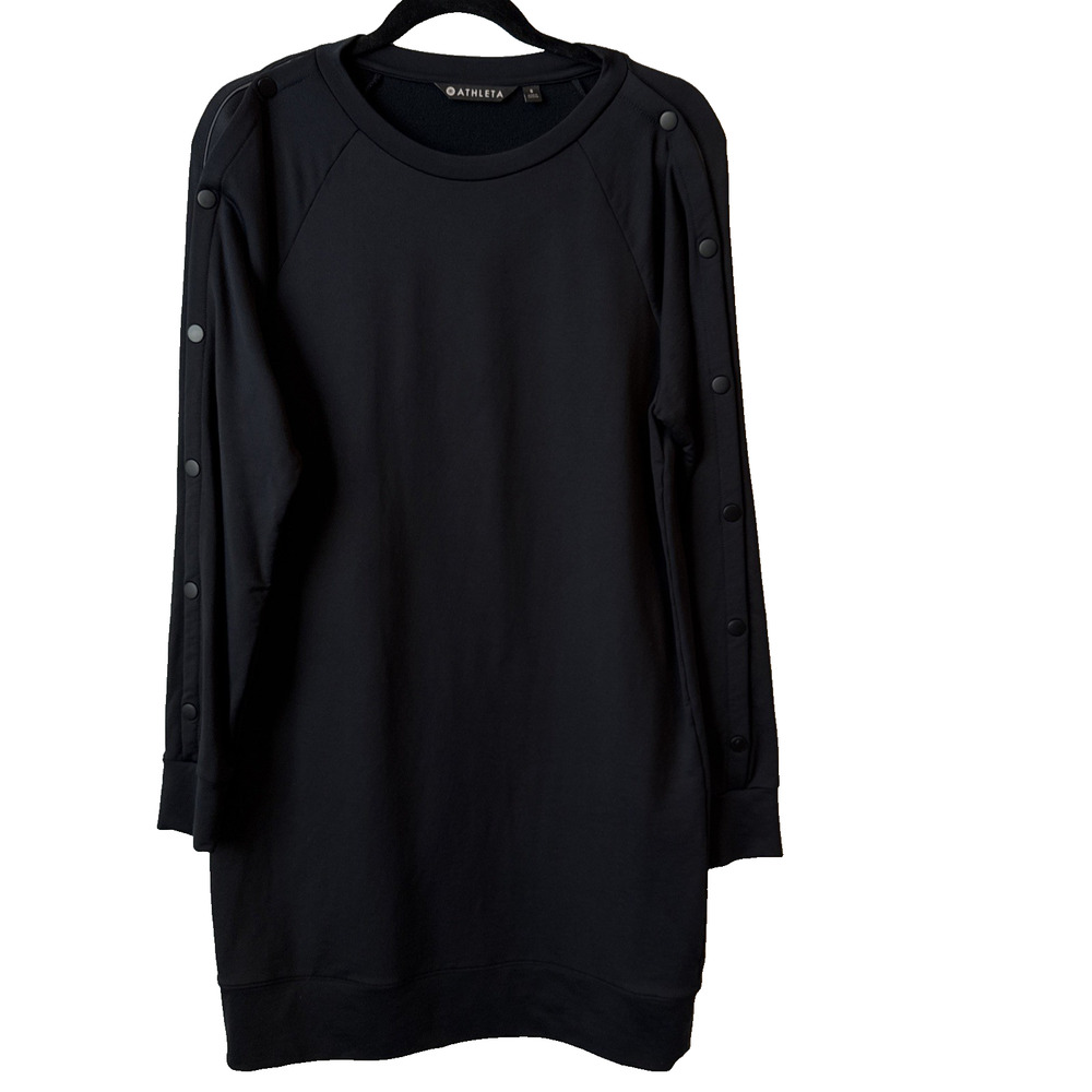 Athleta Women's S Athleisure French Terry Snappy Long Sleeve Sweatshirt Dress